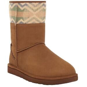 Ugg x Pendleton Sz 10 Classic Short Suede Winter Boots Deco Chestnut Southwest